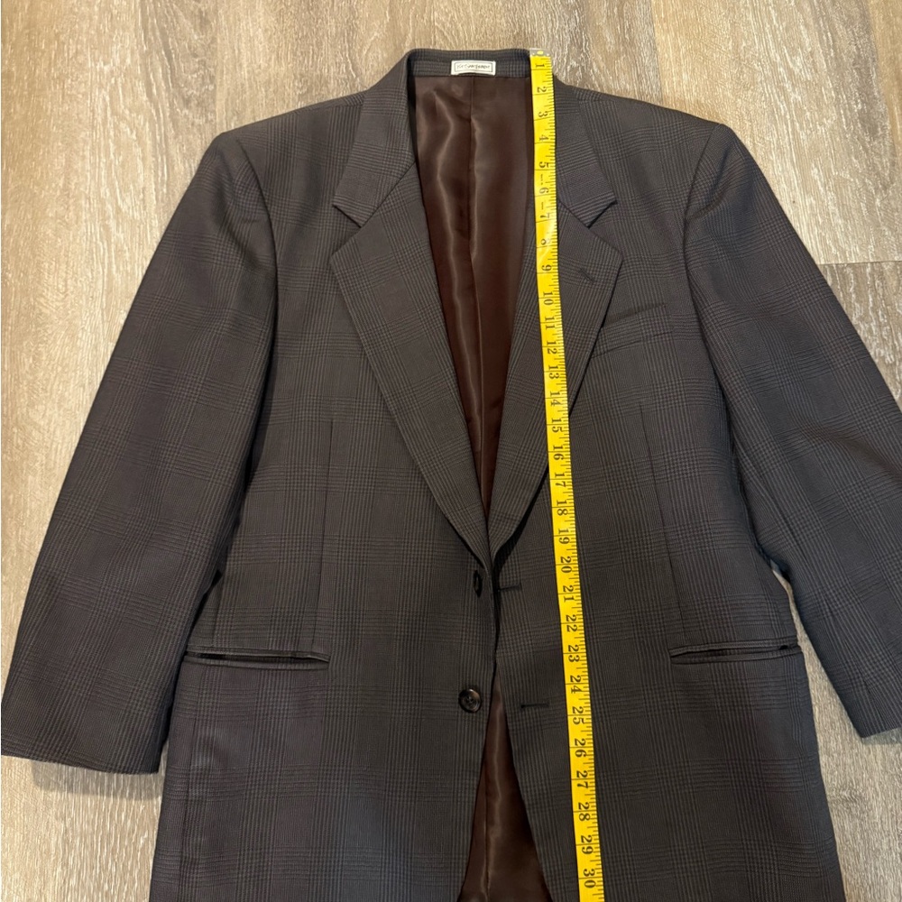 VTG YSL Brown Glen Plaid Wool Jacket 38R